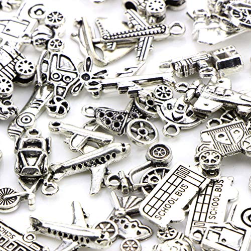 EXCEART Womens Travel Accessories 70pcs Transportation Charms Silver Vehicle Plane Building Travel Pendant Bulk DIY Jewelry Craft Supply for Necklace Bracelet Keychain Womens Car Accessories - Image 2