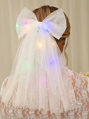 Miniatura 5 de Unsutuo Velo de novia de boda de 2 niveles blanco corto para mujer, velos de despedida de soltera, velo de tul nupcial con peine para fiesta