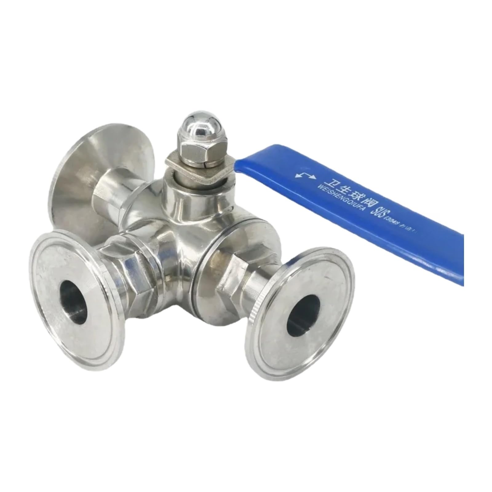 1 pcs Vanne à bille trois voies Tri-Clamp Passage-T Acier inoxydable 304(T Port)