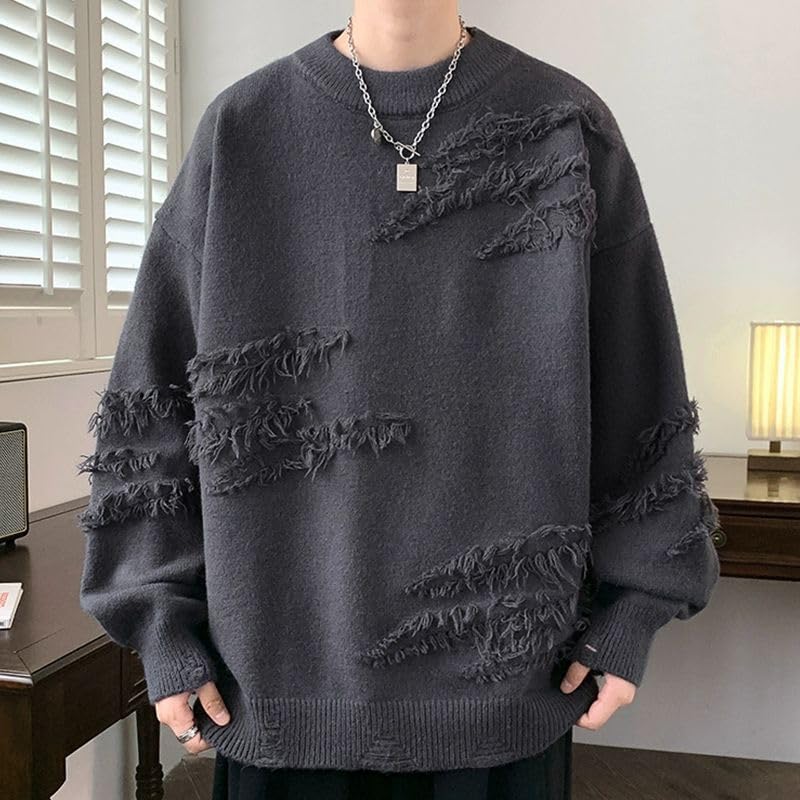 Men’s Stylish Round Neck Knit Sweater, Autumn and Winter, Loose Fit, Retro Design3