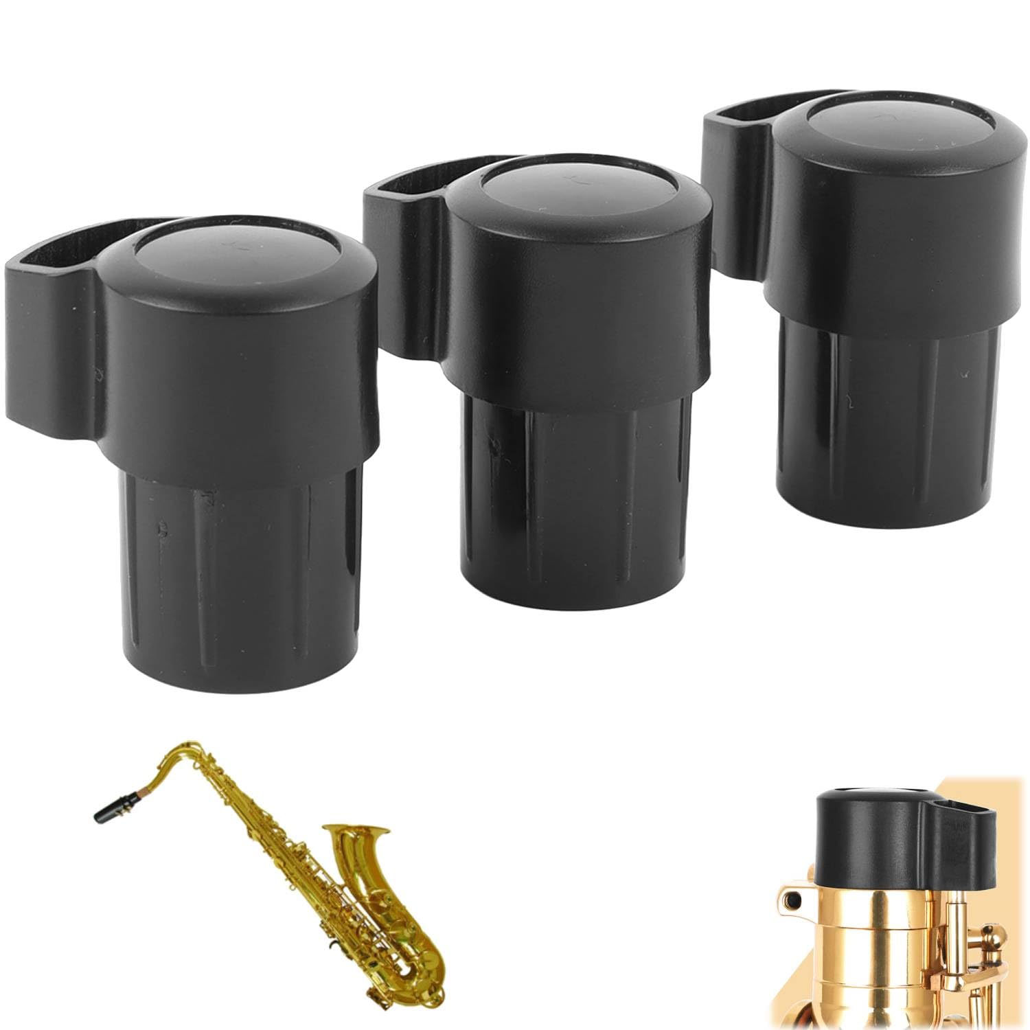 Tissting Tappo per sassofono contralto, Protezione Sicura e Durevole in plastica ABS con 3 Protezioni per Chiave, Compatibile con Manici Curvi e Dritti per Alto Saxophone Wind Instrument Parts