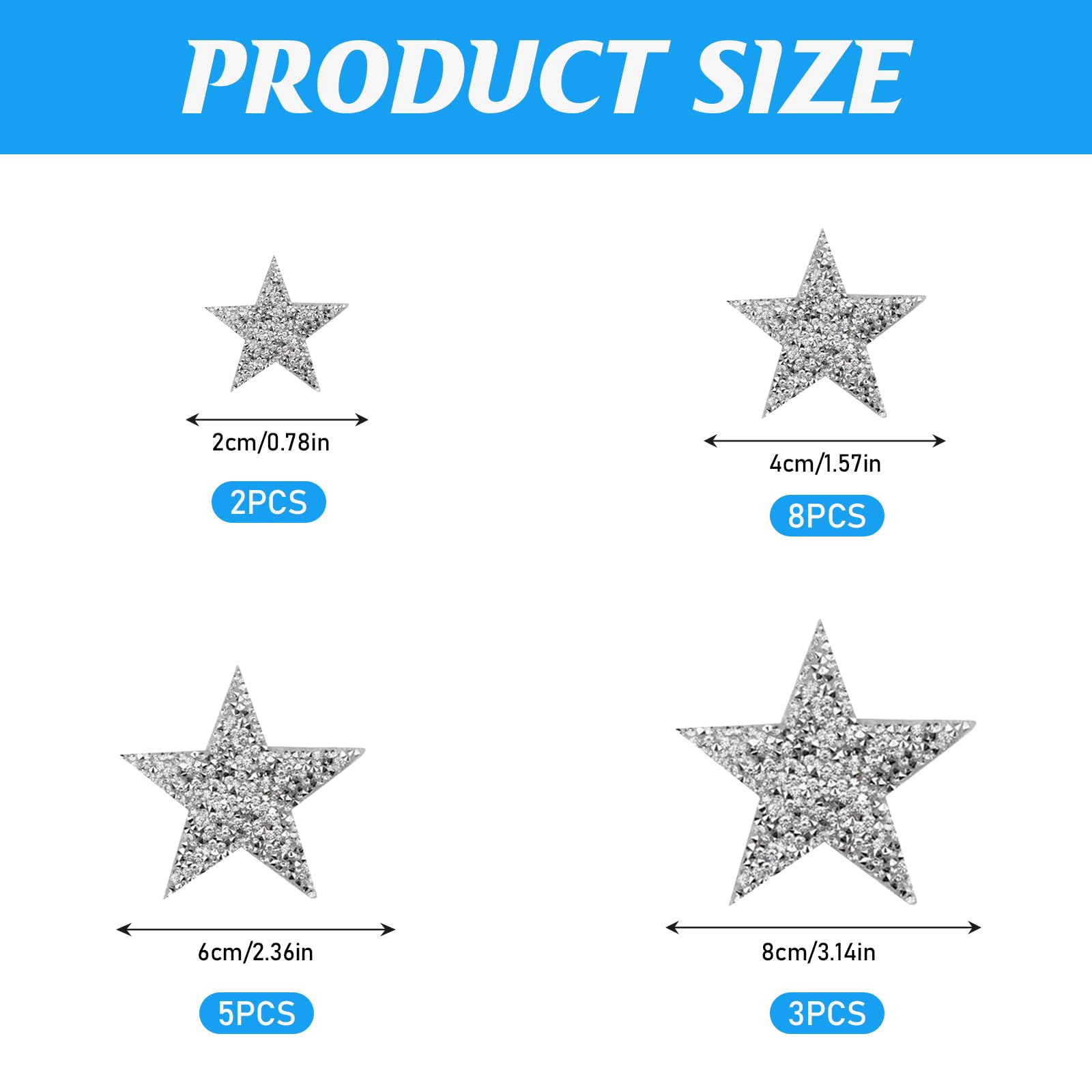 18 Toppe Termoadesive Con Strass A Forma Di Stella - Decorazioni Brillanti Per Jeans, Giacca E Magliette - Foto 5