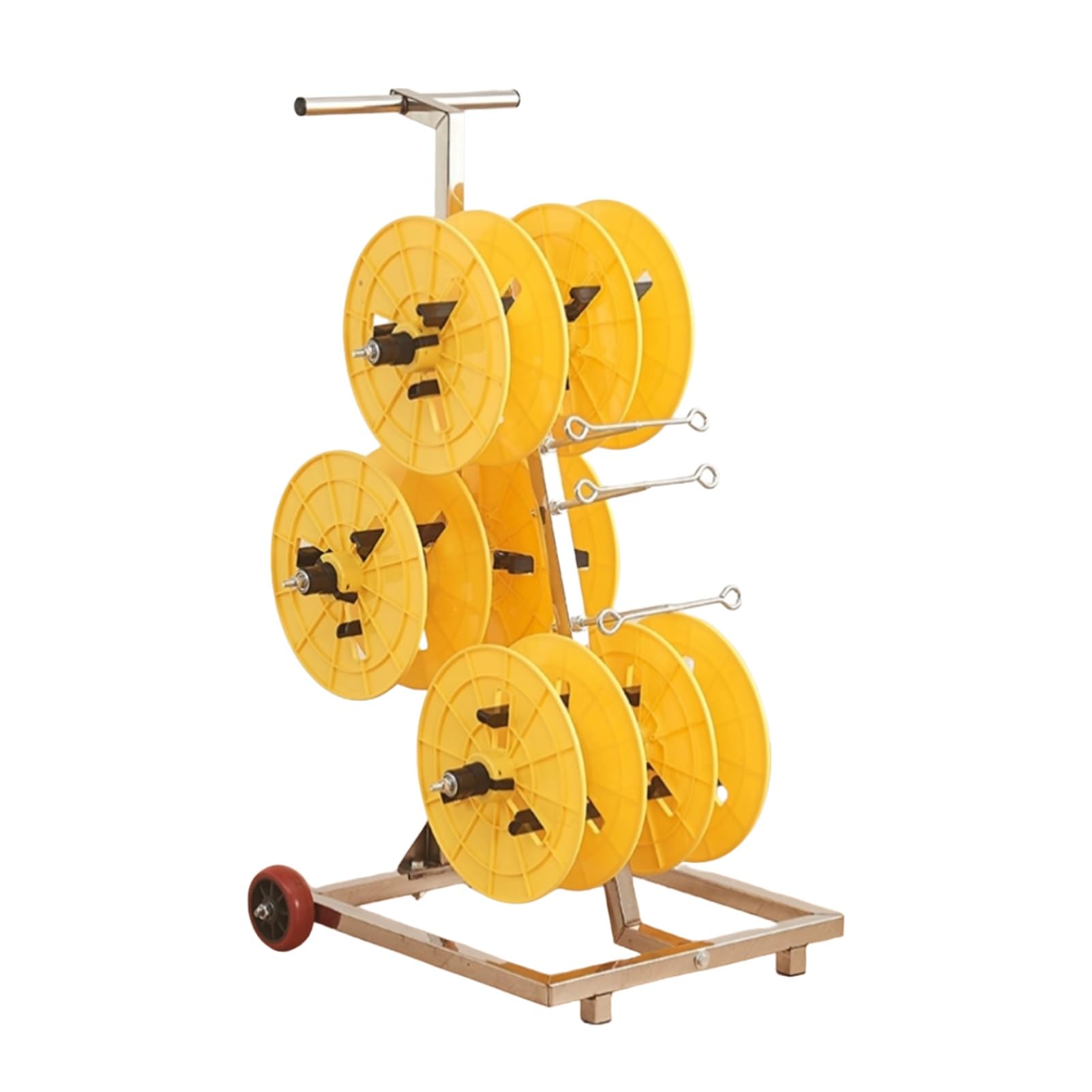 WDSOPK Wire Spool Rack,Cable Reel Holder and Dispenser,Heavy-Duty Bulk for Electrical,4 Rods Workplace Efficiency (Yellow 6 Rods Wire)