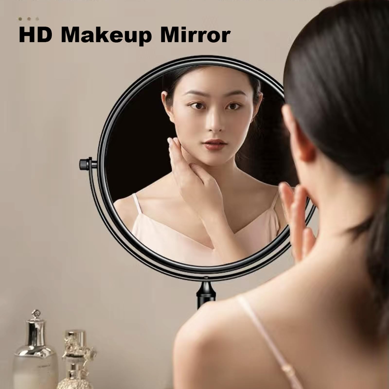 Dwustronne lusterko do makijażu obracane o 360° ze stojakiem 1X/3X powiększające lustro stołowe wolnostojące stop aluminium e 15 cm Beauty Essential