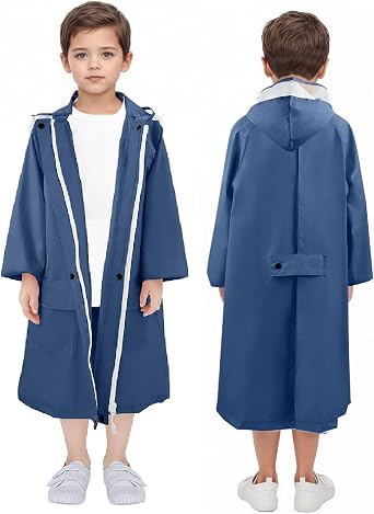 معطف واق من المطر LAMA Kids مع غطاء محرك السيارة ، معطف واق من المطر خفيف الوزن للفتيات ، سترة طويلة من المطر للأطفال