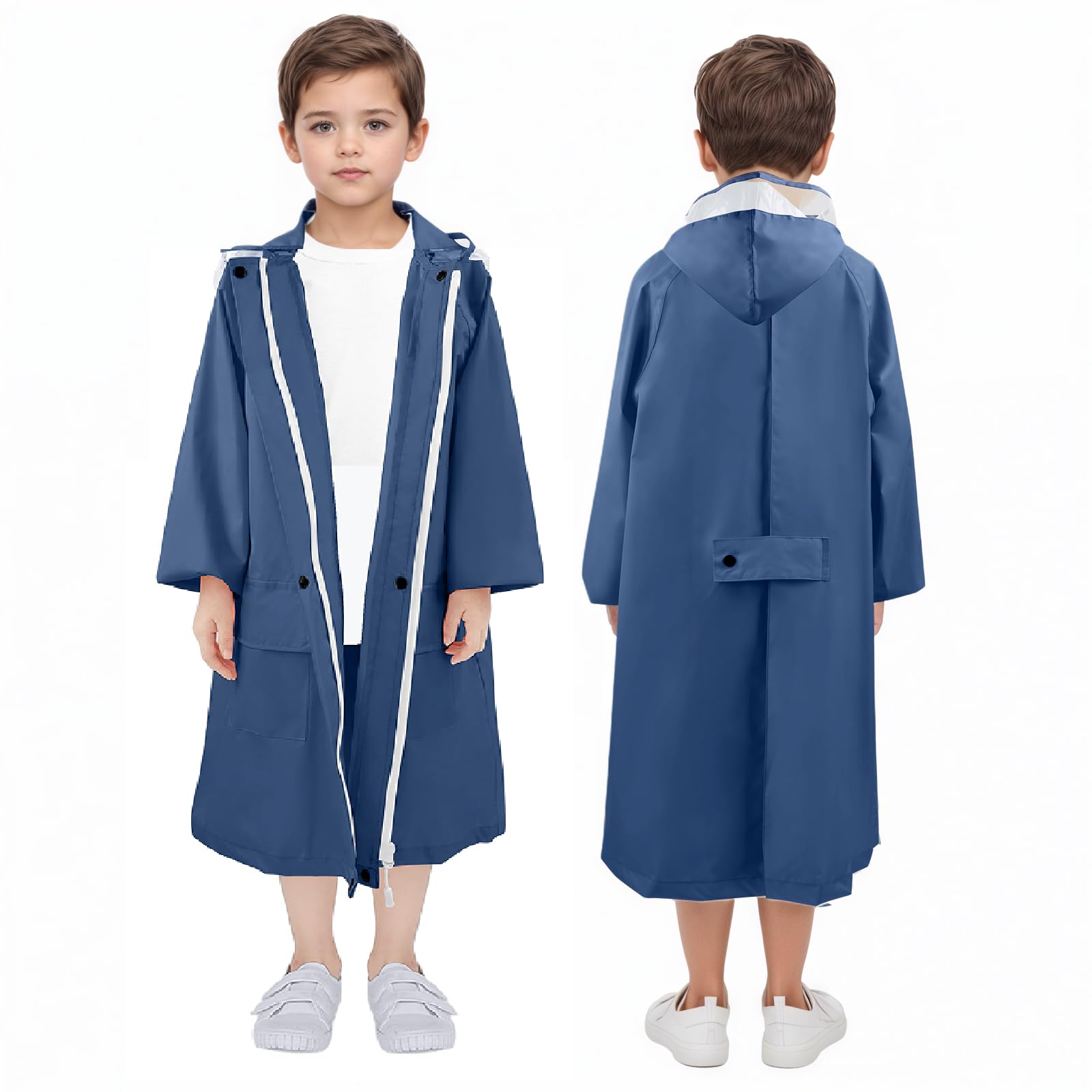 LAMA Kids Raincoat with Hood, Lightweight Raincoat for Girls, Kid Long Rain Jacket