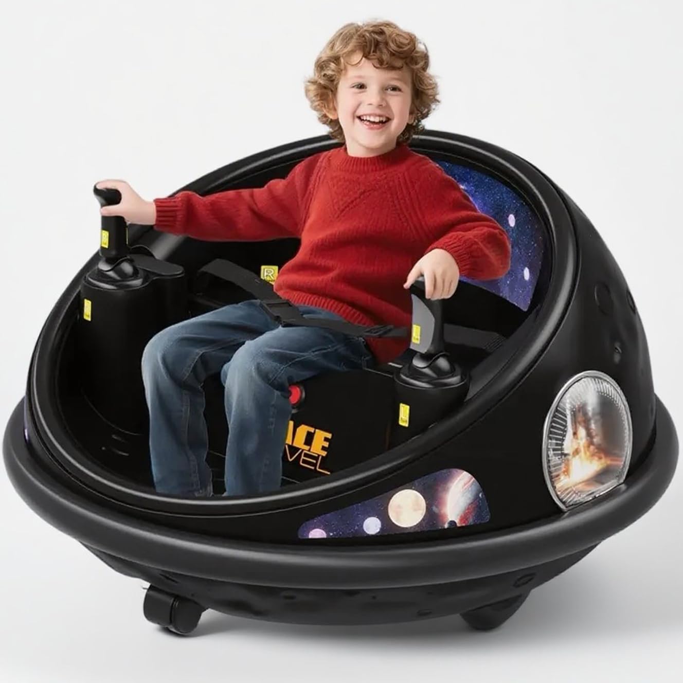 Electric Bumper Car with Remote Control, 360°Spinning Ride-on Vehicle, Rechargeable Indoor Outdoor Kid Car with LED Lights & Soft Bumper–Fun Gift