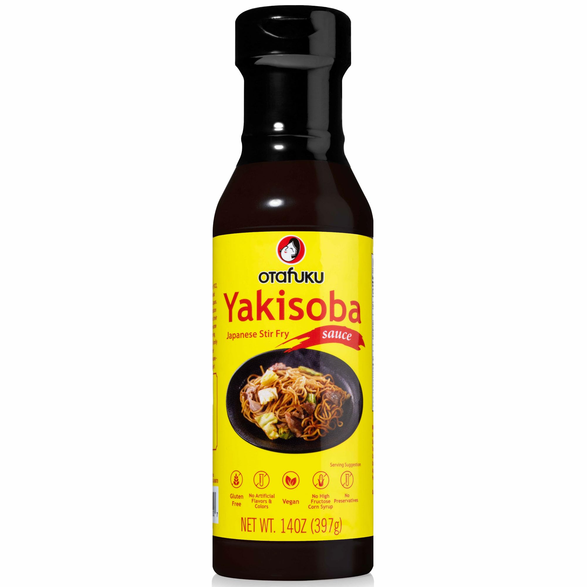 OtafukuYakisoba Sauce for Japanese Stir Fry Noodles, Gluten-Free & Vegan Yakisoba Sauce Authentic Umami Flavor - No Artificial Flavors, Colors or Preservatives (14 Oz)