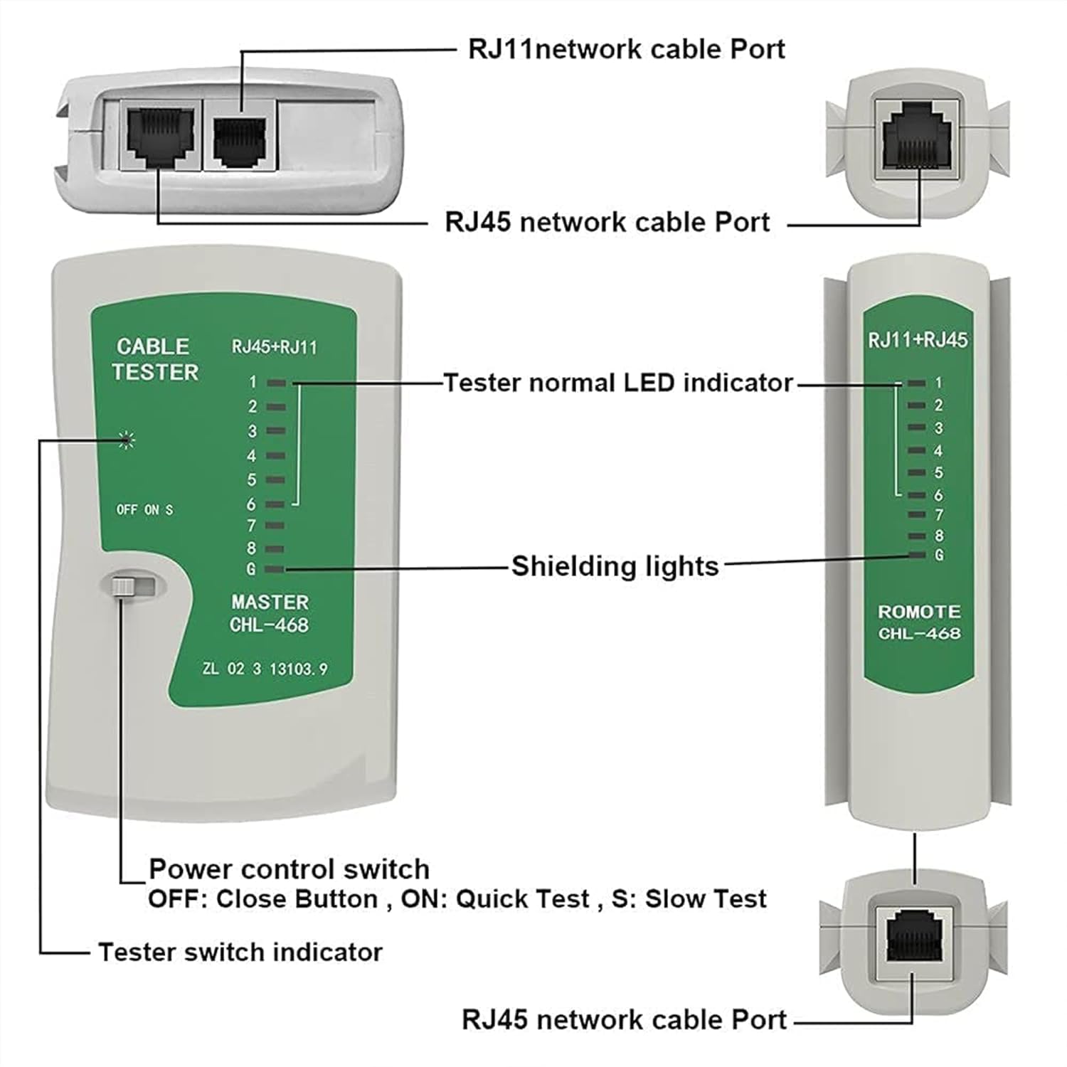 VYAR Network Cable Tester, RJ45 And RJ11 Lan Cable Tester With 9V Battery, LED Indicators RJ12 CAT5 CAT 6 UTP Ethernet Cable Tester, RJ11 RJ12 ethernet Cable Tester 1
