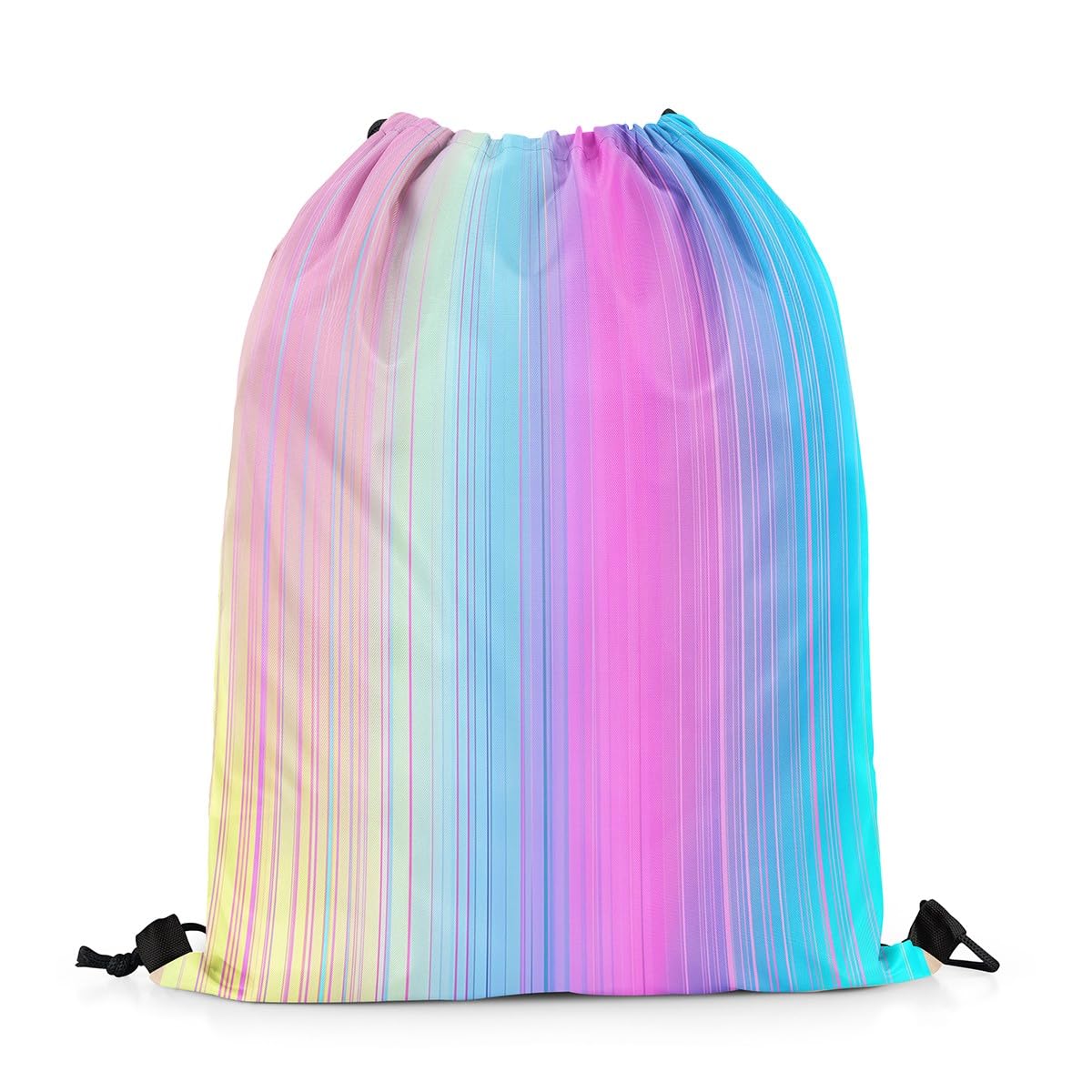 Homewish Rainbow Draw String Back Bag Colorful Geometric Stripes Cinch Bag 33 x 40 cm Gradient Abstract Aesthetics Drawstring Backpack Watercolor Art String Backpack