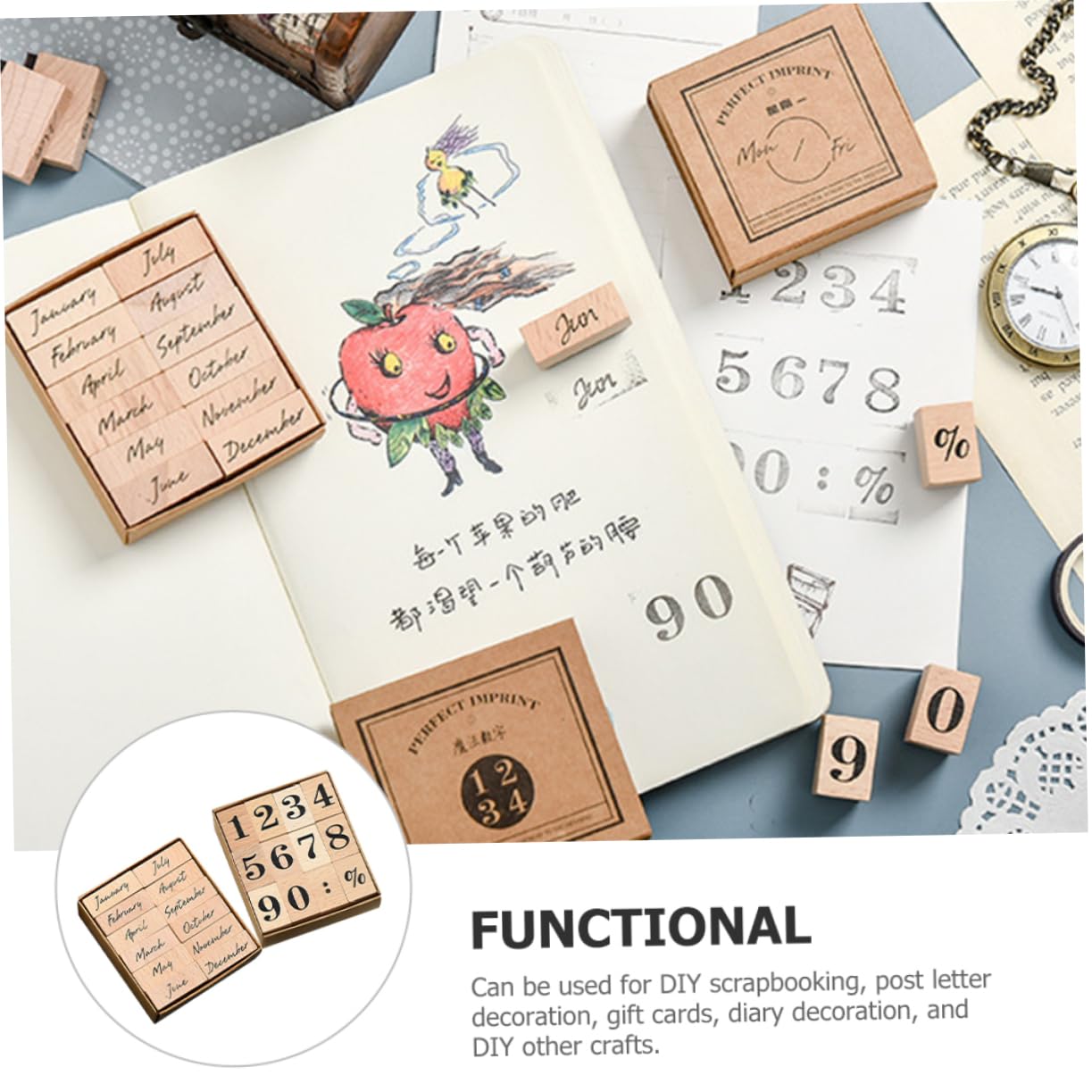 HOMSFOU 5 Sätze Hölzernes Siegel Selbst Pads Herstellung Stempeln Journaling Name Briefmarken Selber Machen Handwerk Briefmarken Sammelalbumstempel Holzstempel Stück * 5