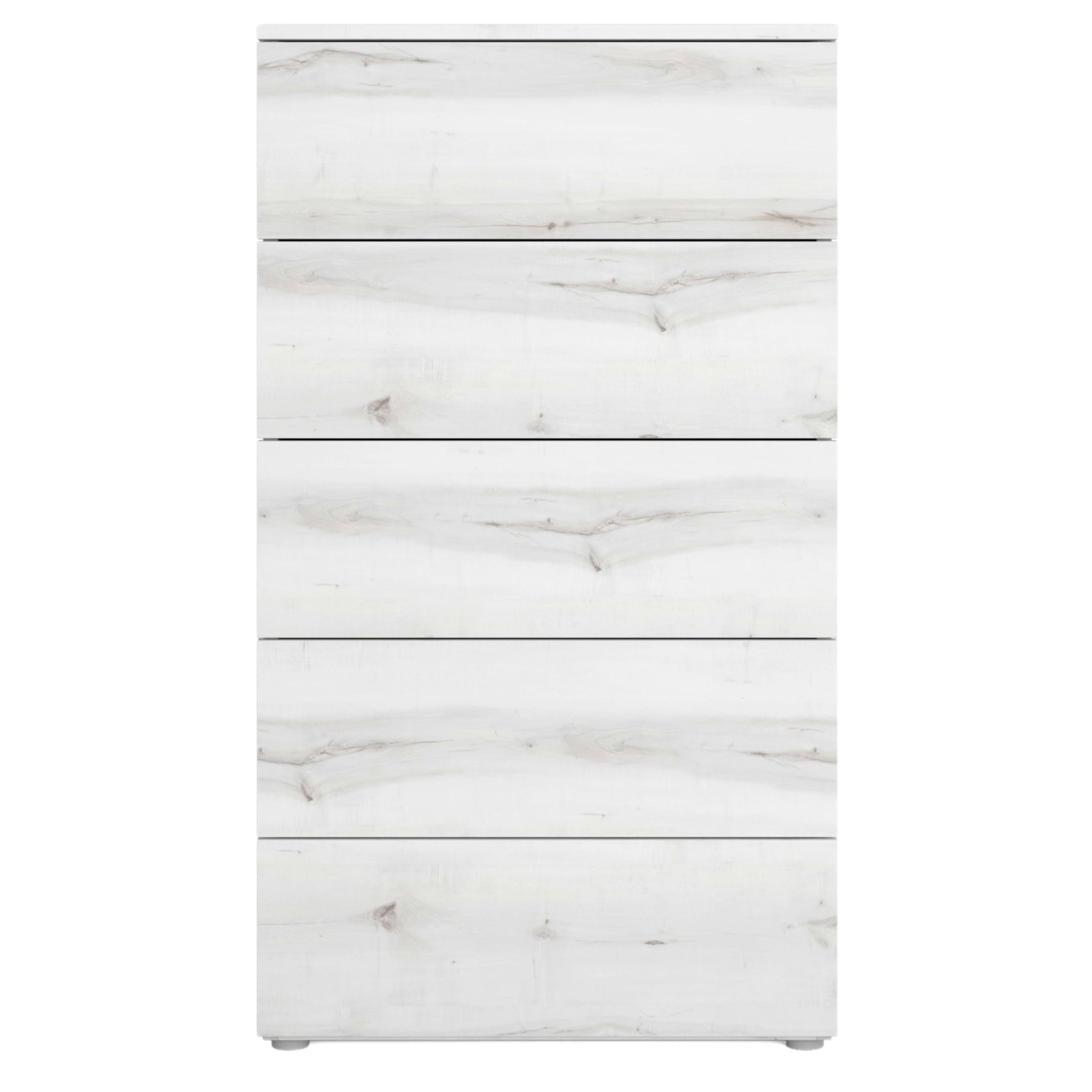 Sinfonier Cómoda 5 Cajones Mueble Cajonera Cómoda Alta Lyon Blanco Albo 62x111 cm