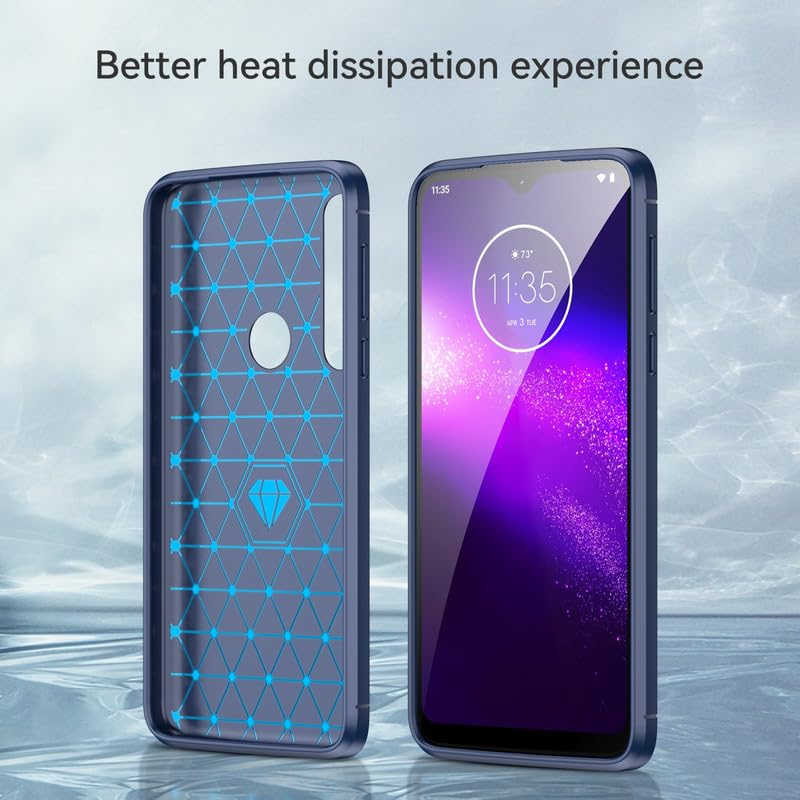 Image of Hybrid Carbon Fiber Back Case for Moto One Macro (Blue)