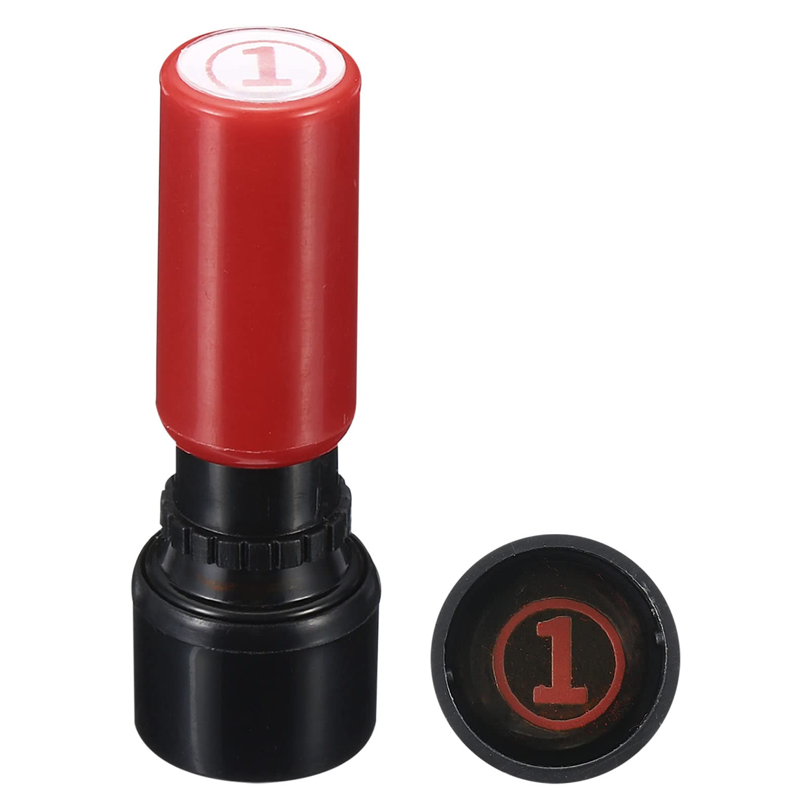 PATIKIL Number Stamps Self Inking, Numeral 1 7mm Number Ink Stamp with Circle Teacher Initial Stamper for Class Notebook Scrapbooking DIY Craft, Red