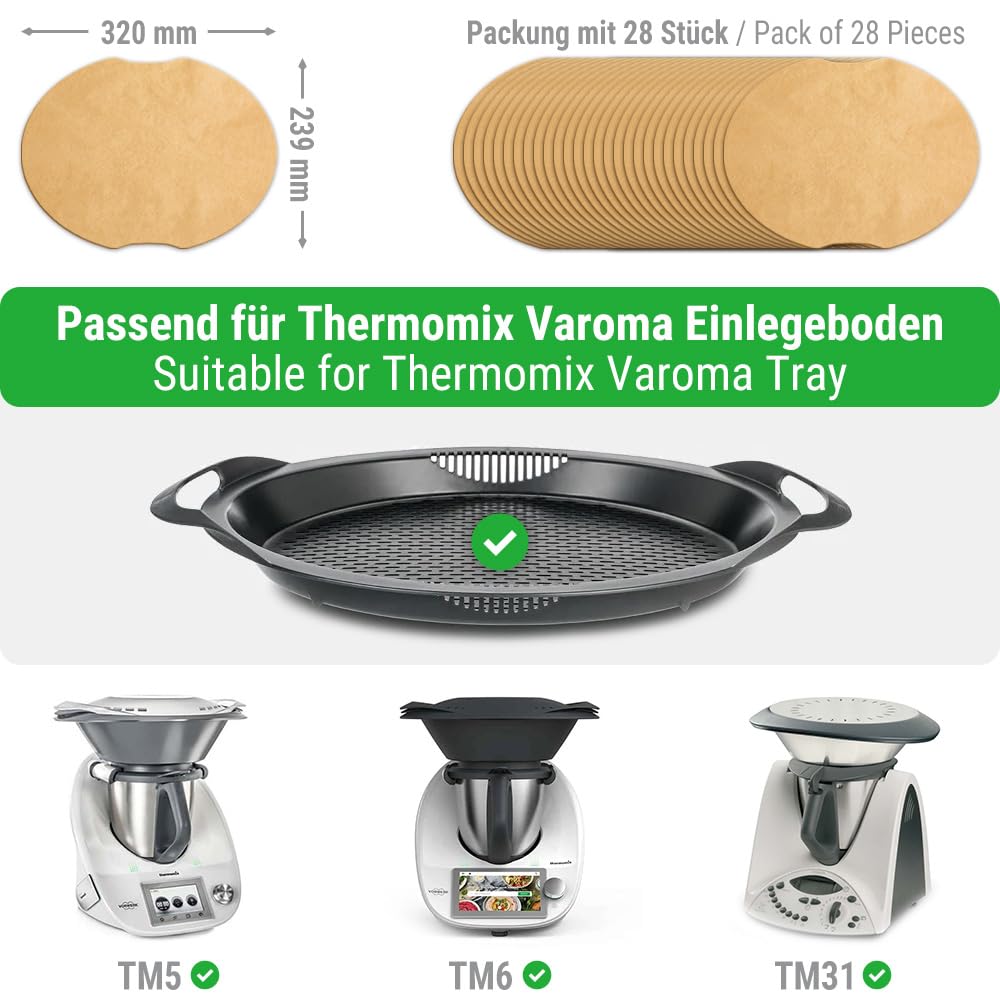 Mixcover Nachhaltiges Backpapier Für Thermomix Varoma – 3-teilig, Hitzebeständig Bis 300°C, Wiederverwendbar