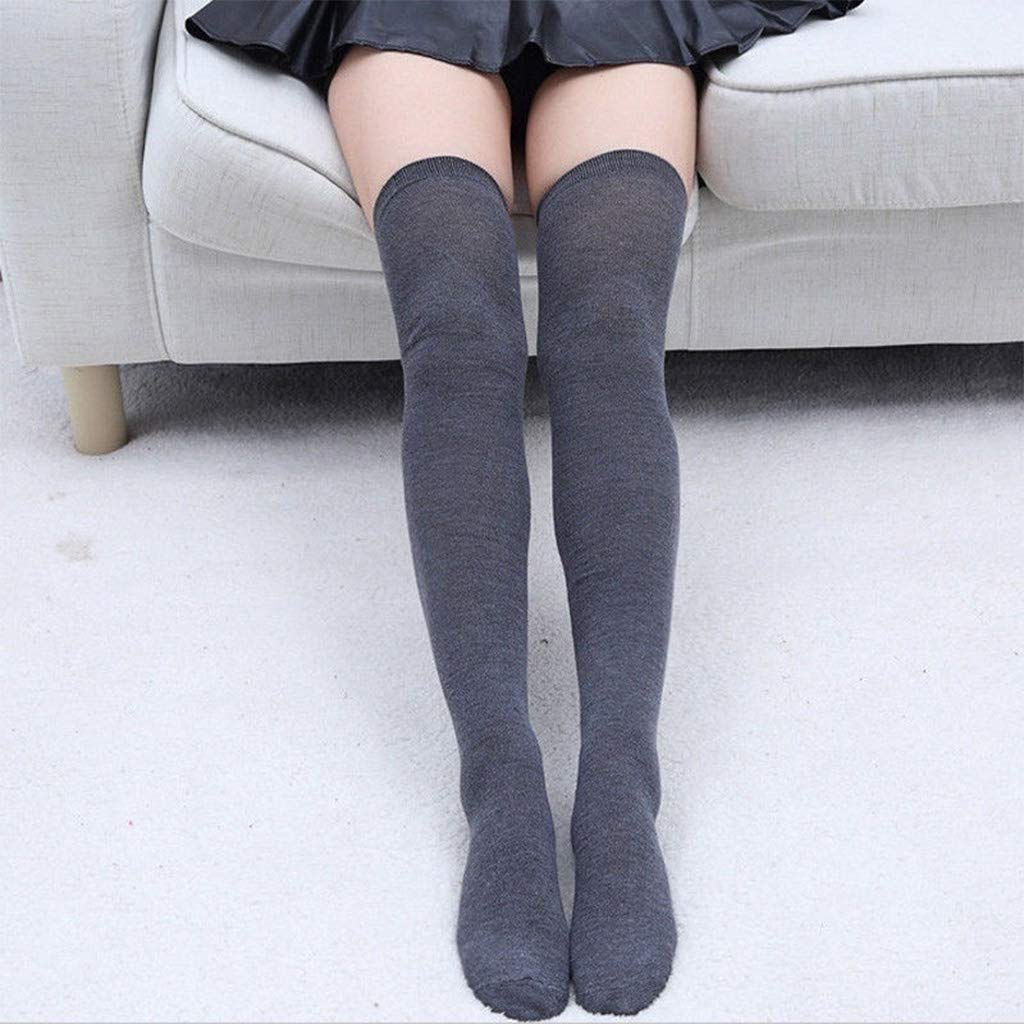 Calcetines altos hasta el muslo para mujer y niña, suaves sobre la rodilla, 71 cm, color negro