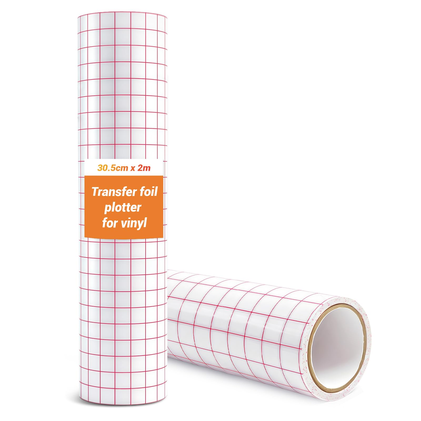 HAGOT Transfer Tape for Vinyl, 12" x 6.6 FT Transfer Paper Tape Roll with Red Alignmen Grid Medium Tack, for Mugs, Windows, Walls, Ceramics, Glass, 30.5×200cm