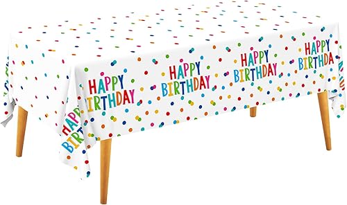 Decoraciones de feliz cumpleaños juego de suministros para fiesta de cumpleaños, diseño de puntos de cumpleaños con mantel de feliz cumpleaños.