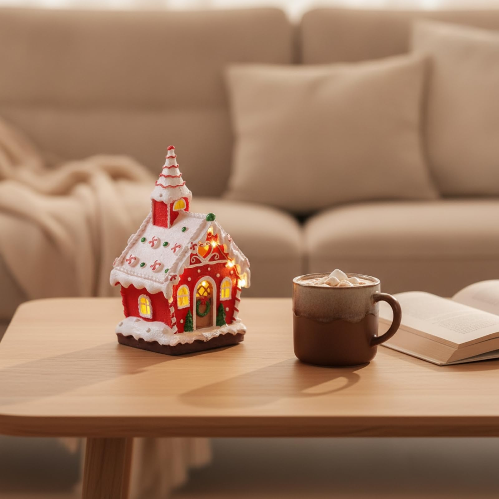 rockible Casa Naviña Luminoso Casa Luminosa Doble Alimentación por USB o Pilas, Naviña con Luz, Cálido, para Chimenea, Estantería, Estilo C