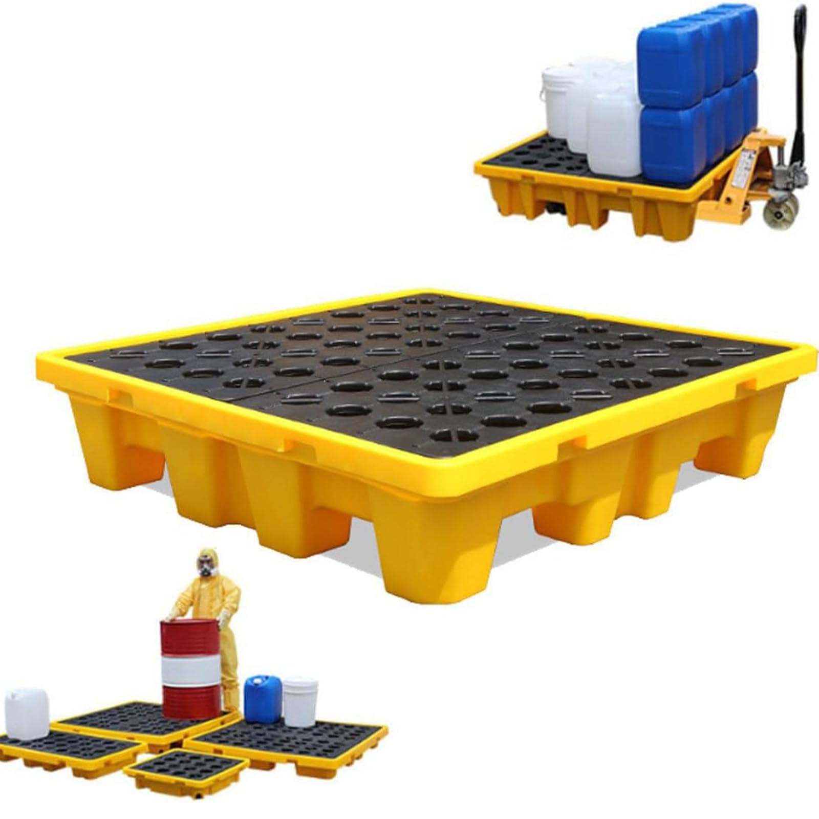XUFWANYE Spill Containment Pallet, Modular Spill Containment Platform 67×67×15cm(26.38×26.38×5.91in)