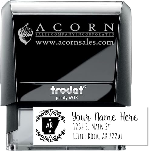 Miniatura 127 de State Love - Sello de dirección autoentintado para Texas, caja rosa, púrpura o negra, impresiones limpias y nítidas, diseño rectangular, tamaño 7/8