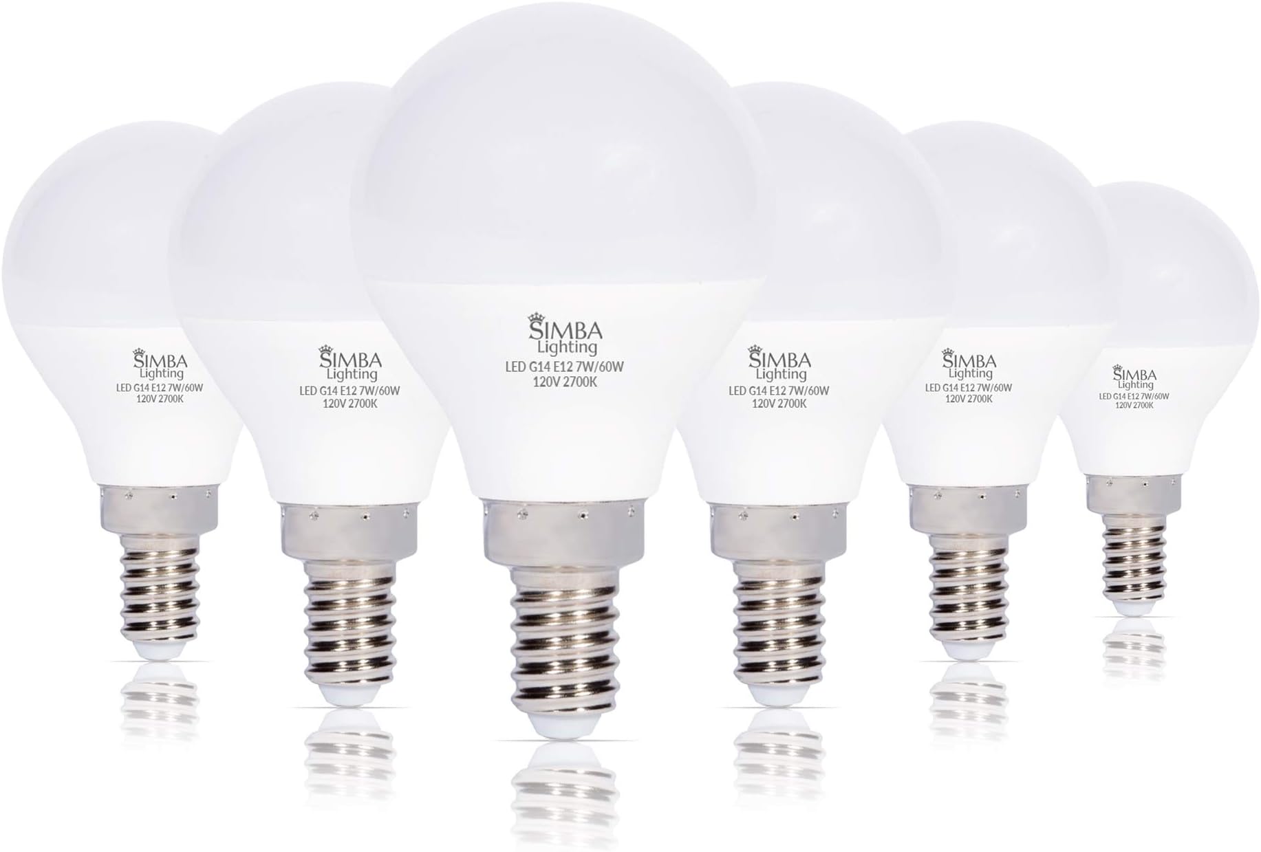 LED Candelabra E12 Base G14 Small Globe 7W 60W Replacement Light Bulb (6 Pack) for Ceiling Fan, Chandelier, Vanity, Round A15 Frosted White Cover, Non-Dimmable, 2700K Warm White