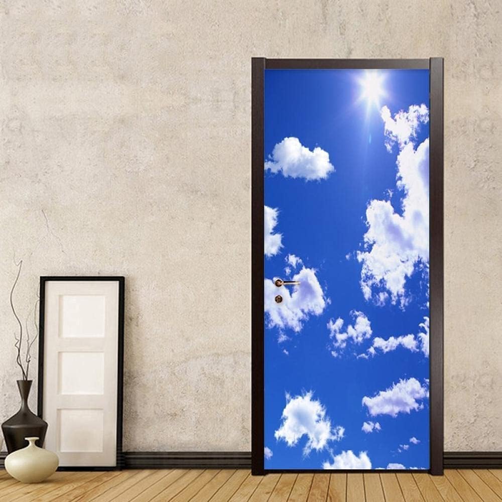 3D Selbstklebende Türfolie „Blauer Himmel Mit Wolken“ – 77 X 200 Cm, Für Innentüren & Balkontüren