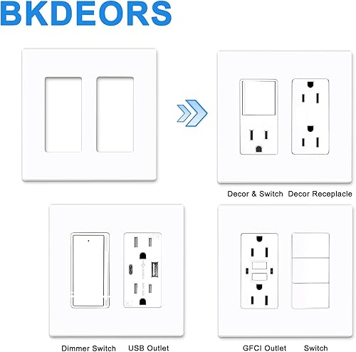 Miniatura 5 de BKDEORS Placas decorativas de pared sin tornillos de 2 segmentos, acabado brillante, tamaño estándar, cubierta termoplástica irrompible para