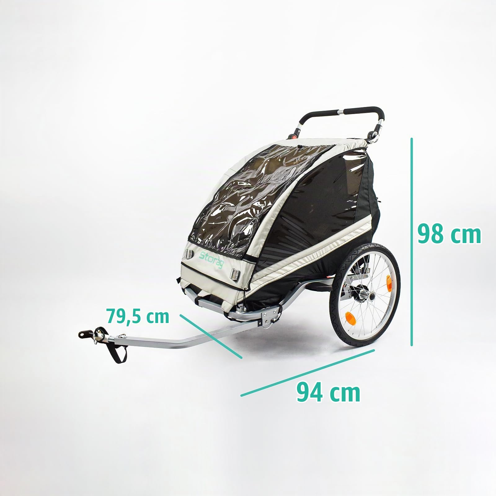 Remorque 2 Enfants alu 2en1 vélo et Poussette