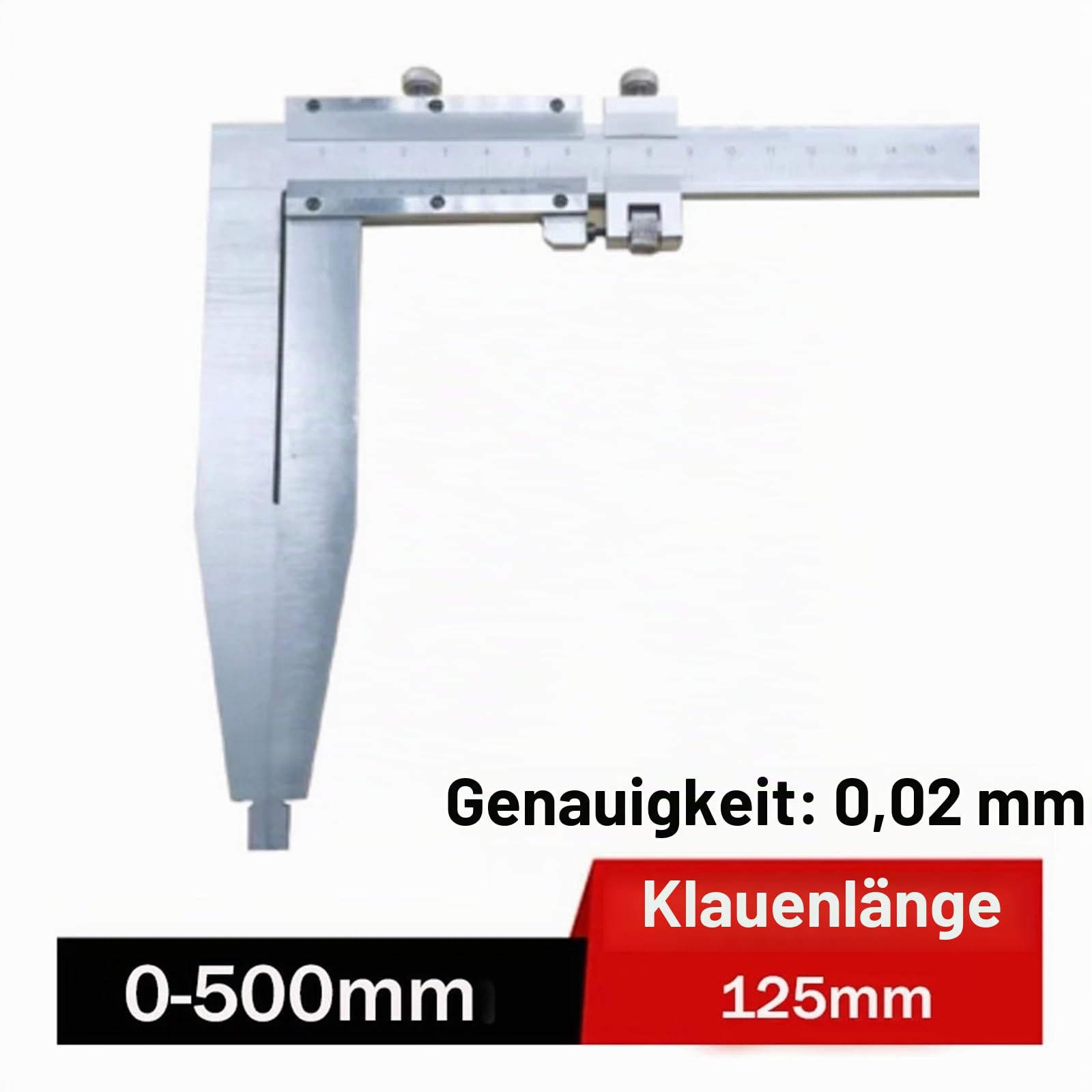 0–500 mm, 600 mm, 1000 mm, 1500 mm, 2000 mm, 2500 mm, 3000 mm, robuster Messschieber, Messschieber, Schiebe-Messschieber ohne obere Backen(500mm)