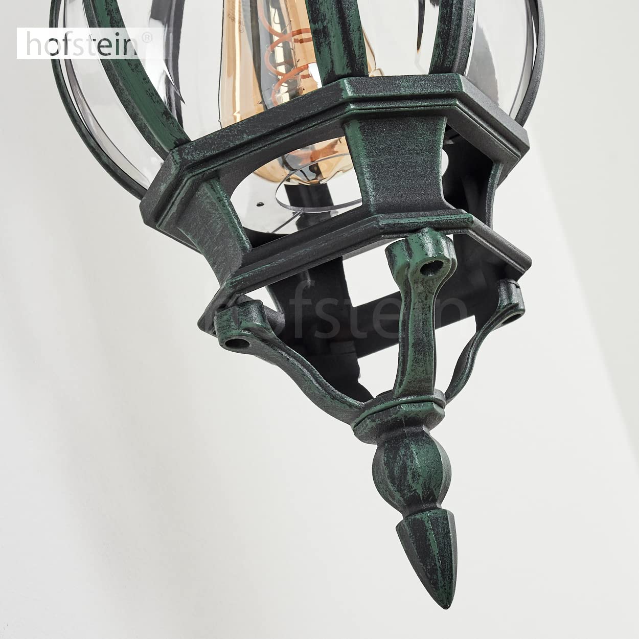 Lampada da parete per esterni Lentua, lampada verso il basso, stile antico, metallo/vetro in bianco/chiaro, E27, lampada da esterno retro/vintage per terrazza/veranda/cortile, IP44, senza lampadina/e