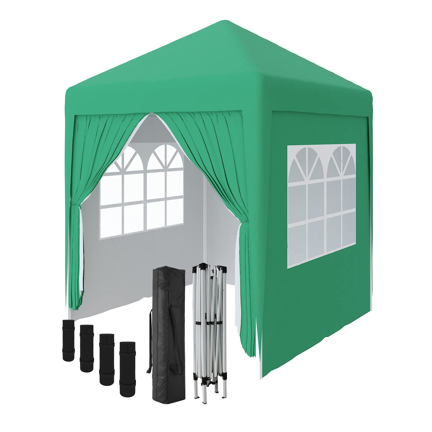 Green Bay Garden Pop Up Gazebo Party Tent Folding Wedding Canopy With 4 Sidewalls and Carrying Bag Green 2x2M โ image 1