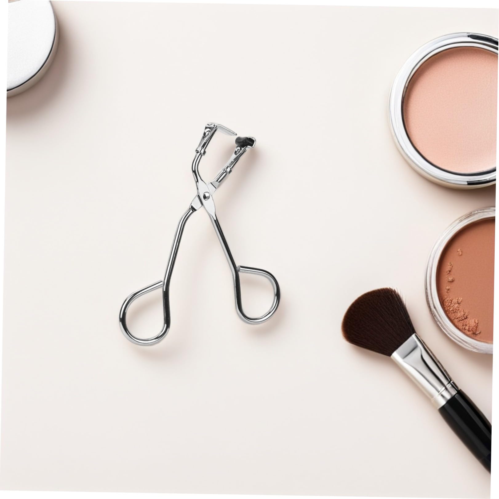 Rizador de Pestañas Portátil de Acero Inoxidable, Herramienta Práctica para Maquillaje, Color Plateado, Tamaño Único, Diseño Ergonómico para Rizado Preciso y Uso Diario en Belleza
