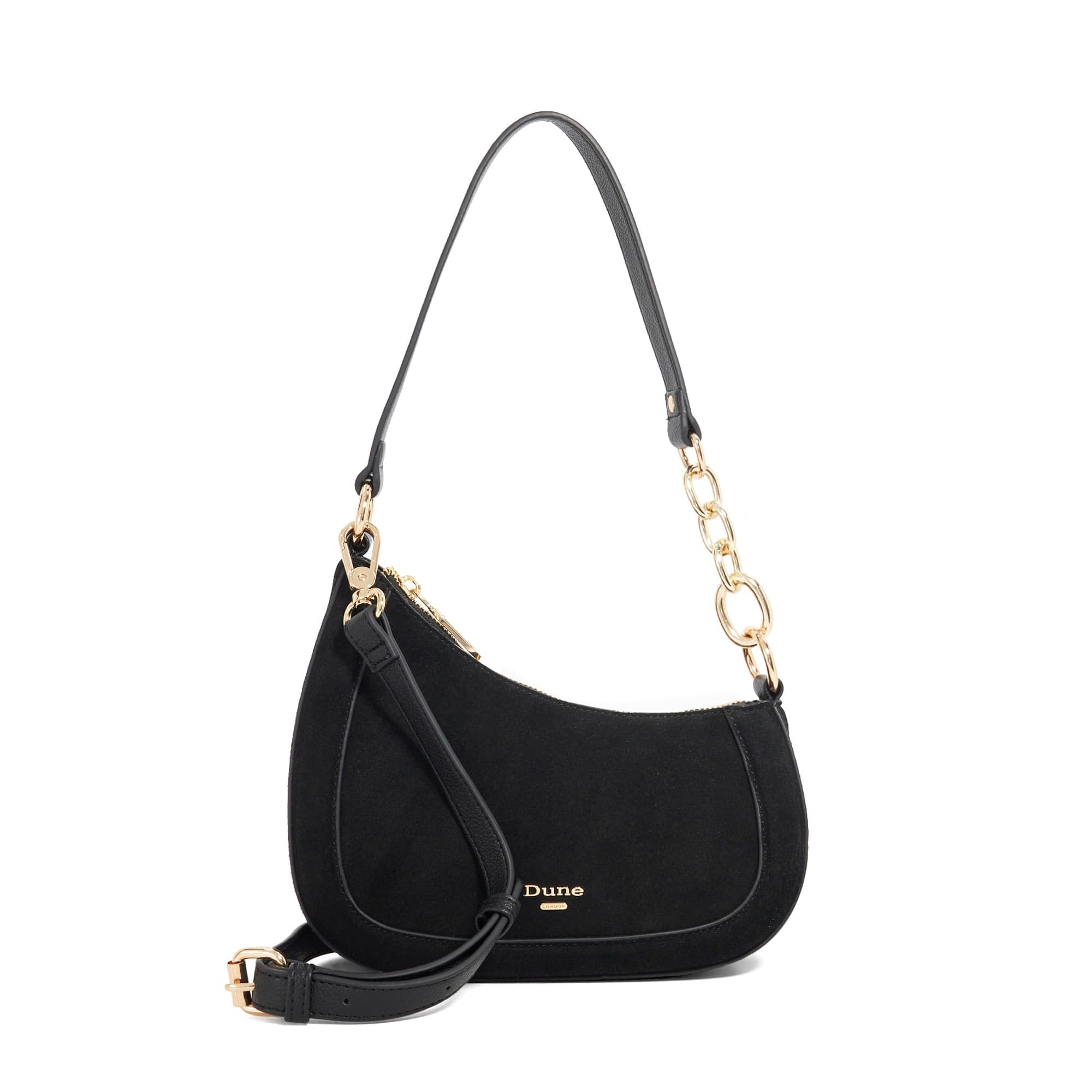 Dune London DIRECTION Chain Detail Shoulder Bag One Size Suede