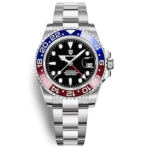 Relógio masculino Pagani Design GMT relógios de pulso automáticos 40 mm data 100 m à prova d'água aço inoxidável vidro safira vidro mecânico PD-1662