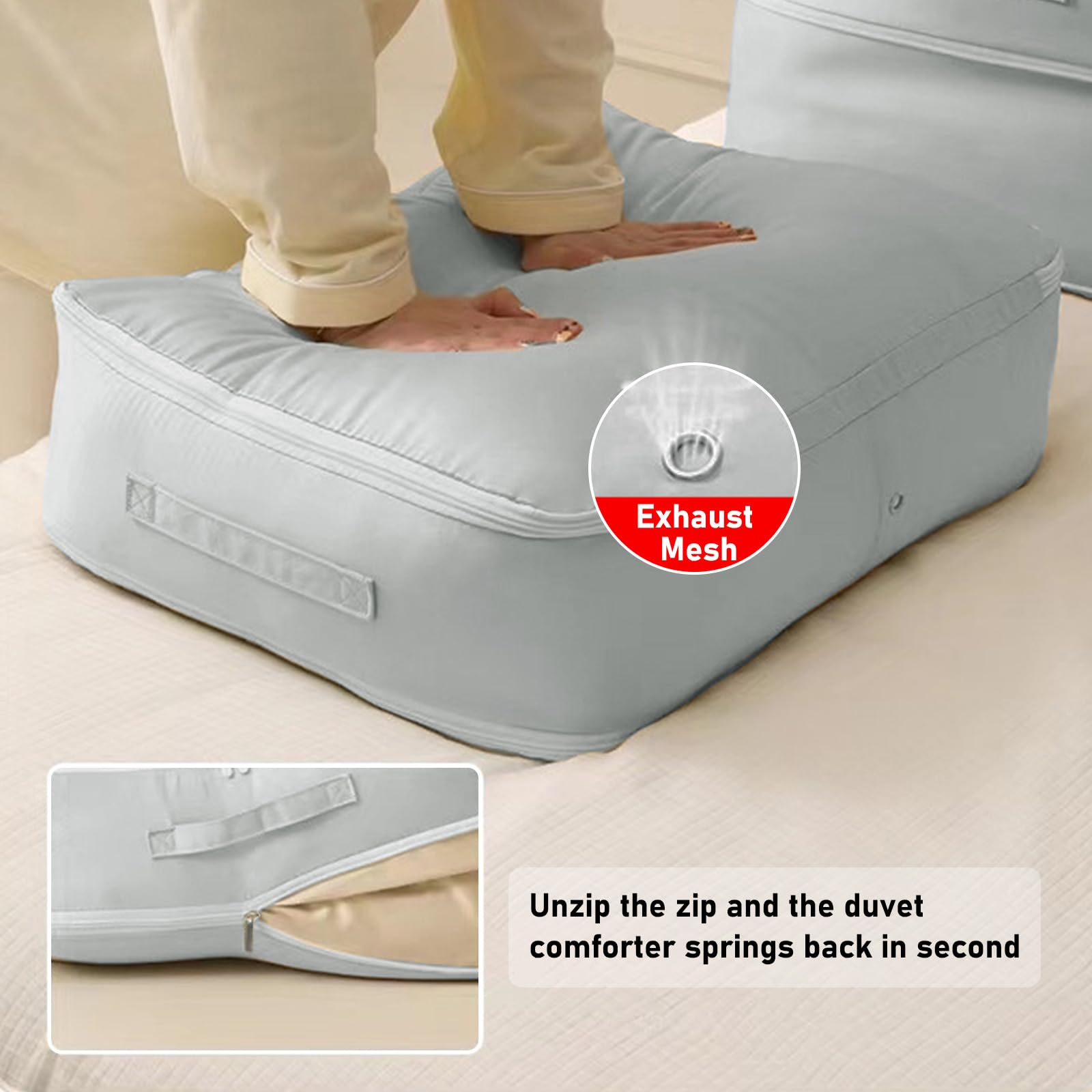 XL Ultra Space Saving Self Compression Storage Bags – For Blankets, Clothes, Quilts (54x42x60cm)