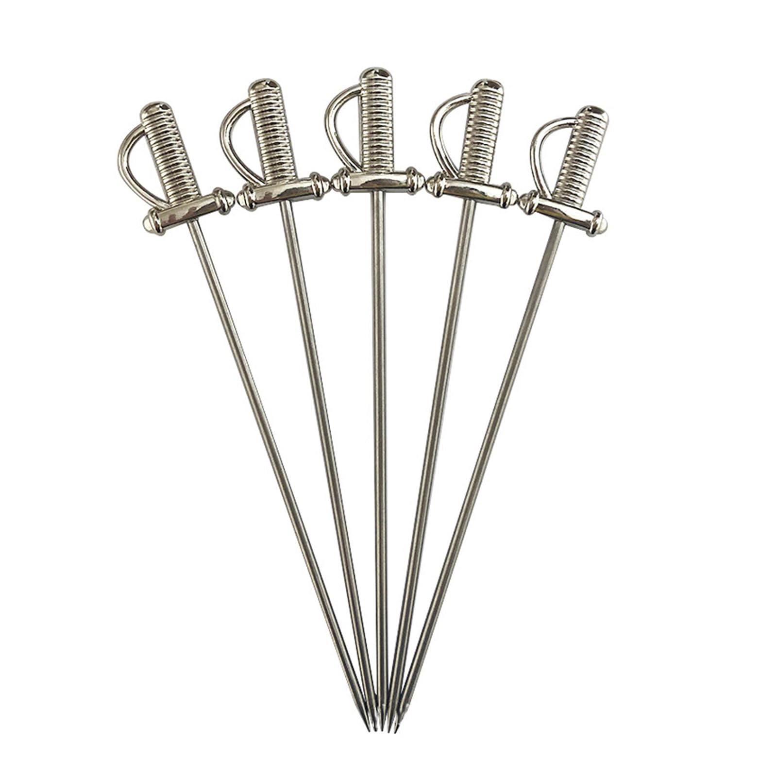JTQYFI 5 Piece Stainless Steel Portable Cocktail Skewers Rustproof Metal Fruit Picks Elegant Shape for Snacks Party Appetizer Skewers