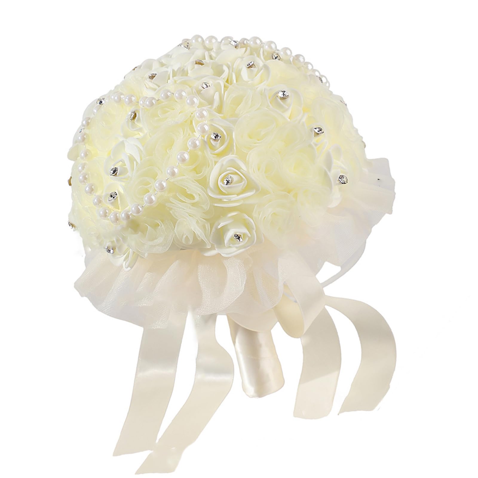 Woedpez Bouquet Wedding Decoration Flowers Combo Rose for Graceful Anniversary Celebration Rhinestones Bridal for Weddings