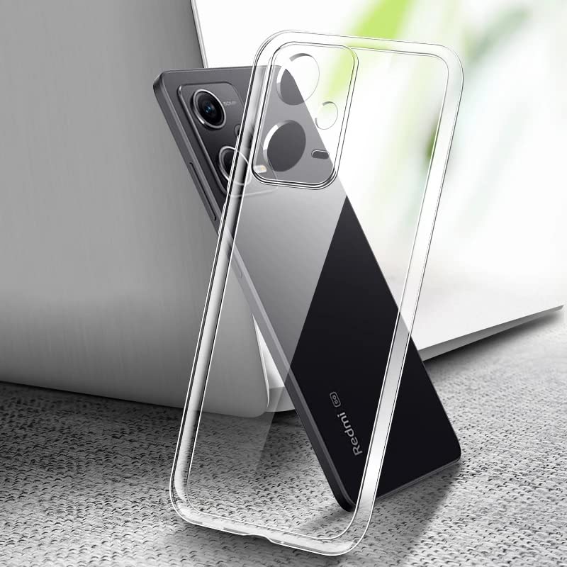 Image of REALCASE Silicone Redmi Note 12 /Poco X5 5G Back Cover Case | Scratch Resistant Protective Crystal Clear Transparent | Shock Proof Bumper Back Cover Case For Redmi Note 12 / Xiaomi Poco X5 5G