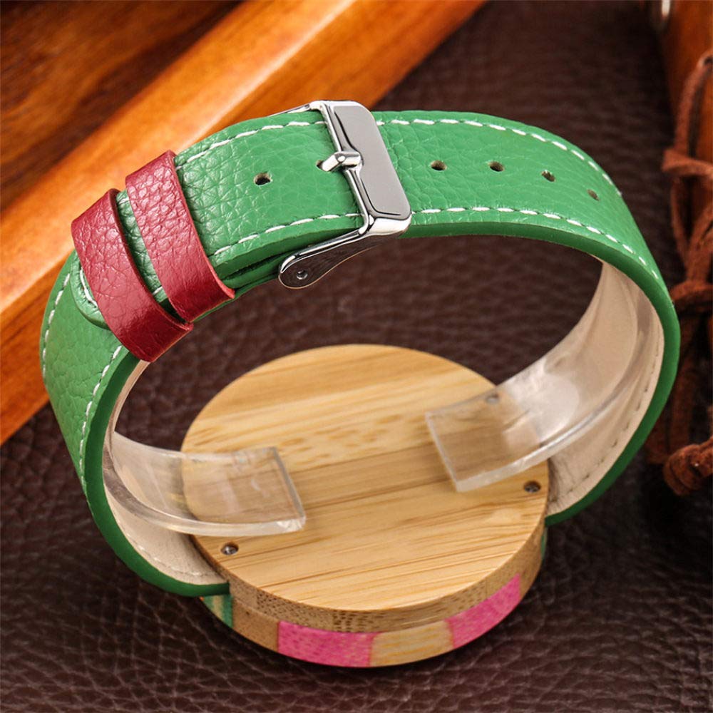 CAIDAI&YL Orologio da Uomo in Legno con quadrante Rotondo Orologio da Uomo in Legno alla Moda, colorato