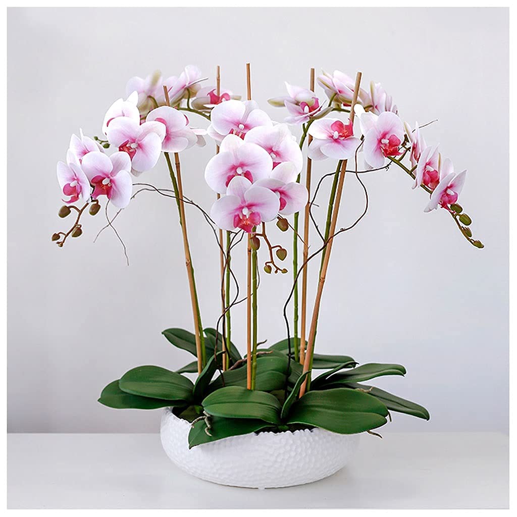 XDLEDMKIZ Artificial Flowers Artificial Butterfly Orchid Potted Ornaments Realistic Large Orchid Living Room Model Room Hotel Showroom Ornaments Wedding Decoration Fake Flower