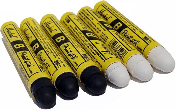Markal B Paintstik Solid Paint Hobo Marker Set of 6 Black and White Colors