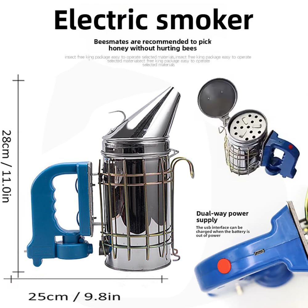 Kit Apicoltura Completo 22pcs con Affumicatore Elettrico a Doppia Alimentazione | Per Apicoltori Professionisti, Nido d'Ape, 22 Strumenti Inclusi, Kit Attrezzi Completo