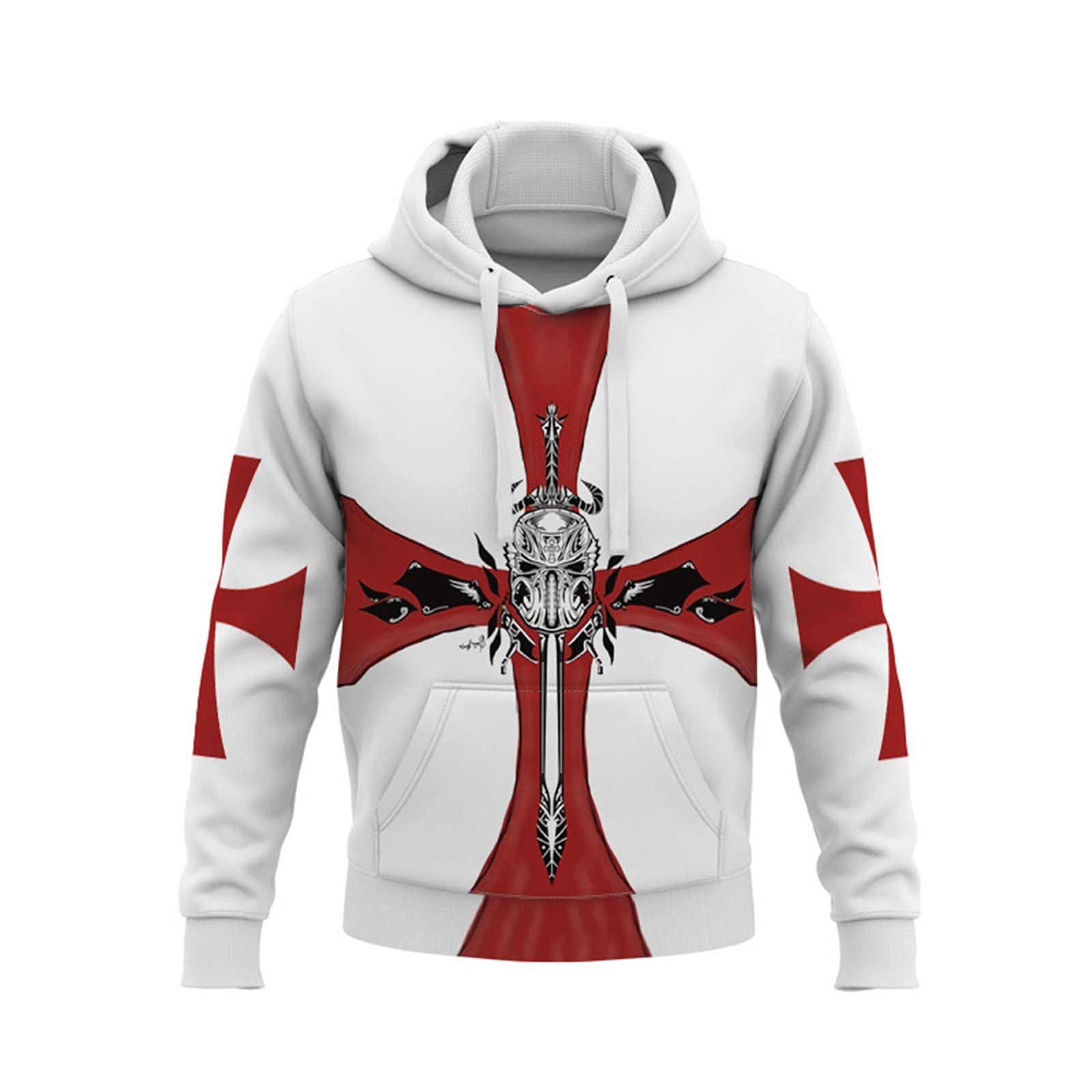 Keephen Men's E Knights Templar Hoodi Crusader Printed Pullover - Vintag Medieval Armour Hoodi Sweatshirt With Pocket