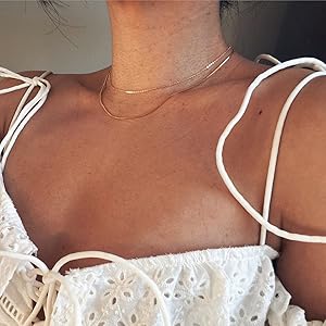 Amazon.com: Tasiso 14K Gold Plated Herringbone Choker