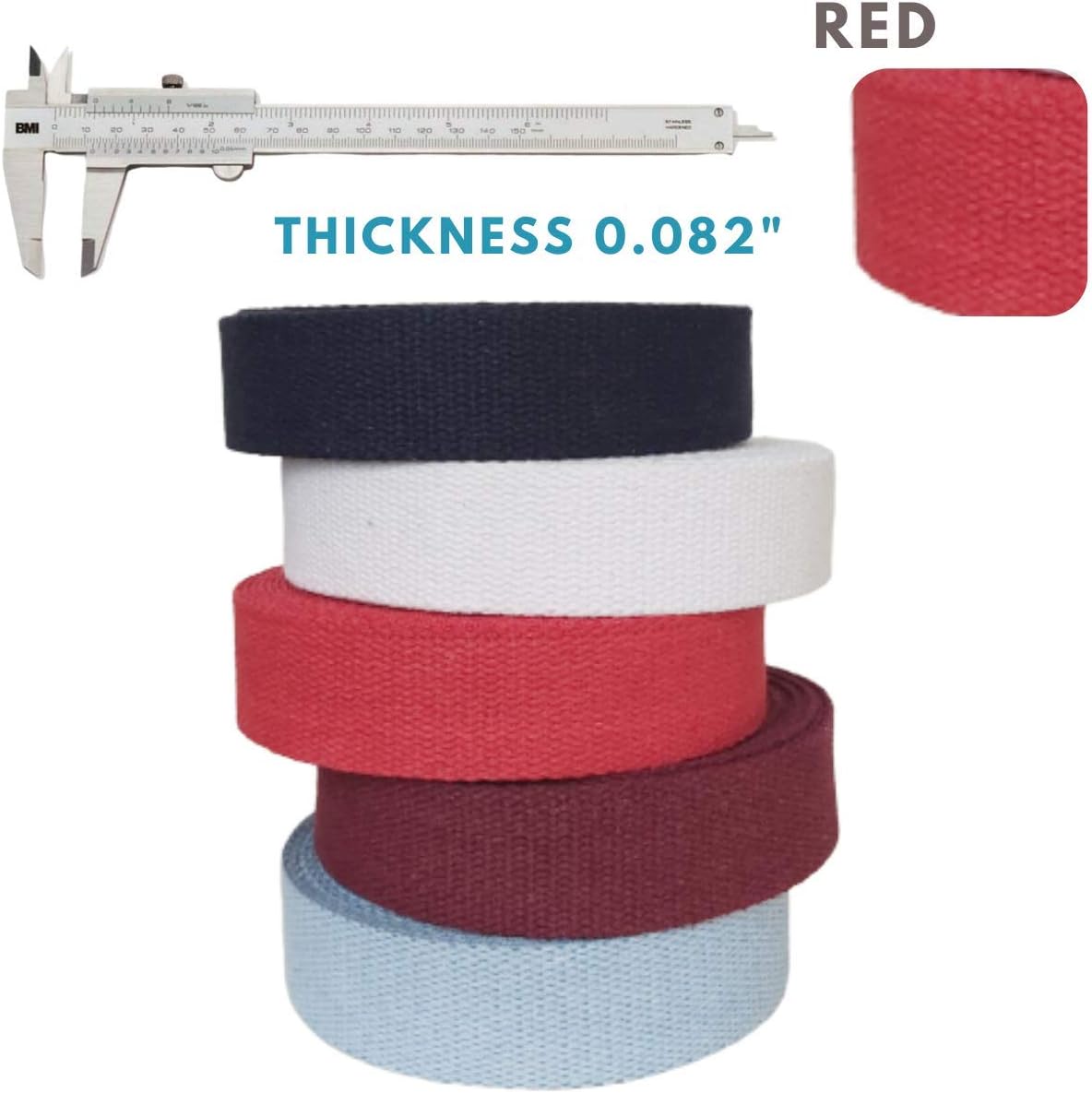 Heavy Cotton Webbing 1 1/2 Inch - Straps for Arts and Crafts - (Red, 25 Yards) - MATADOR USEFUL GOODS