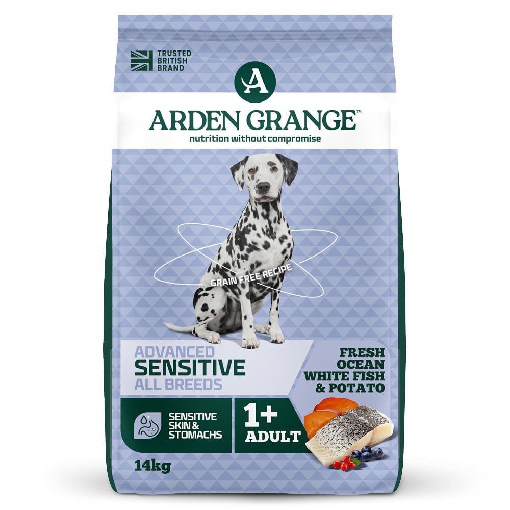 Arden Grange Sensitive Adult Dry Dog Food Grain Free, Fresh Ocean White Fish and Potato, 14 kg