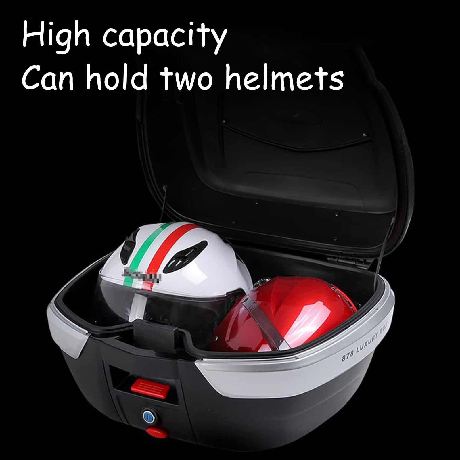Motorcycle Top Case 42L – Lockable Waterproof Rear Trunk, Universal Mount, Fits Full Face Helmet