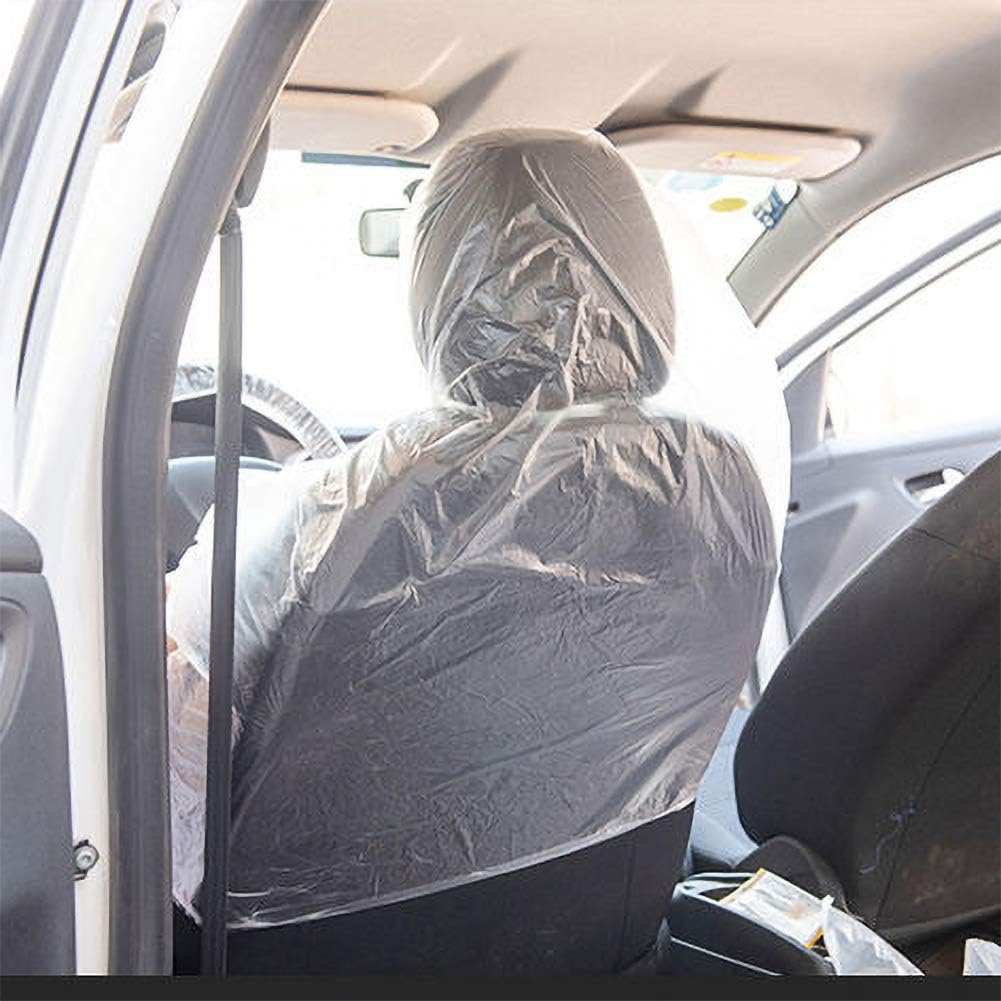 Feawiih Housse de Siège, 100PCS Protecteurs de Voiture Jetables en Plastique, Transparents, Faciles à Installer, Housse de Siège de Véhicule pour Amoureux de Voiture