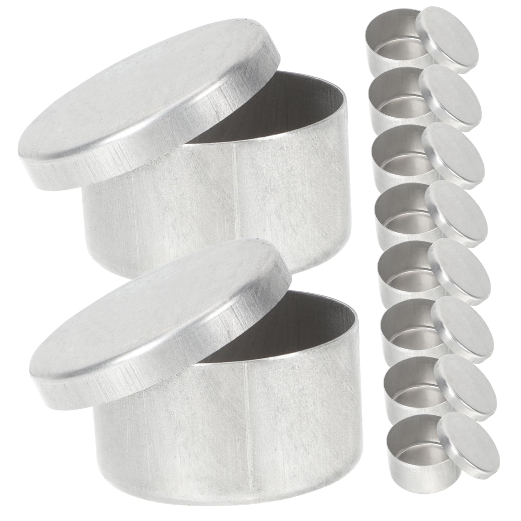VINTORKY 18 Pcs Soil Sampling Box Aluminum Tin Cans Miniature Holder Soil Storage Containers Toiletry Travel Containers Empty Sample Jars Lip Balm Containers Metal Storage Tin Jars Silver